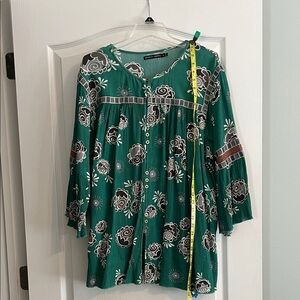 Gudrun Sjoden Green and White Floral Blouse
